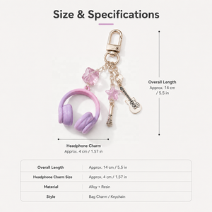 Porte-clés créatif en alliage de zinc avec motif note de musique, casque et <span class=keywords><strong>guitare</strong></span>, breloque pour téléphone, sac, sac à dos, cadeau - Product Image 4