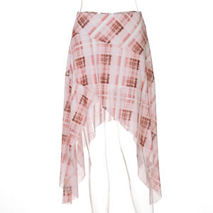 Chic Mid Waist Asym Summer <strong>Checked</strong> <strong>Skirts</strong> for Holiday Vacation Women <strong>Pink</strong> Plaid Asymmetric Midi <strong>Skirt</strong> - Product Image 5