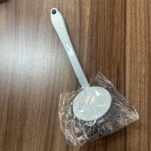 Commercio all'ingrosso PET lungo manico pentola Pan pennello lavaggio cucina eco-friendly strumento con sfera metallica in acciaio inox per la <span class=keywords><strong>pulizia</strong></span> - Product Image 6