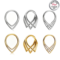 Anneau de piercing pour le nez en titane G23 ASTM F136 poli miroir en forme de goutte d'eau, clicker pour septum, hypoallergénique, anneau pour l'oreille Daith, bijoux de corps