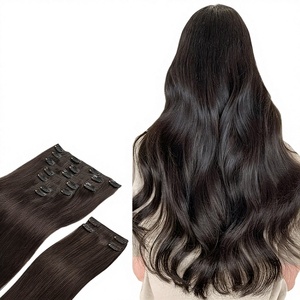 Extensions de cheveux humains teints à clipser, 14-20 pouces, 100g/8 pièces, 17 pièces, couleur noir naturel, cheveux vierges Remy bruts, grand stock - Product Image 3