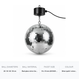 Espejo Esférico Motorizado de 20-50cm, Facetas de Cristal Auténtico Plateadas para Eventos Escénicos - Product Image 5