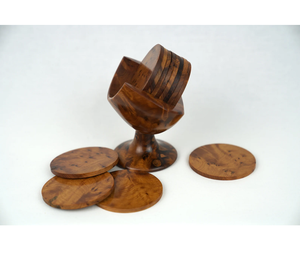 Premium Burl Wood Coasters <b>Rustic</b> Handcrafted <b>Wooden</b> Circle <b>Table</b> Decoration For Coffee <b>Dining</b> Experience From India - Product Image 5