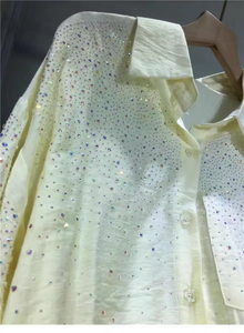 Nuove camicie 2025 Casual larghi in <span class=keywords><strong>lino</strong></span> di cotone a maniche lunghe da donna in cima a camicette gialle oversize popolari coreane - Product Image 6