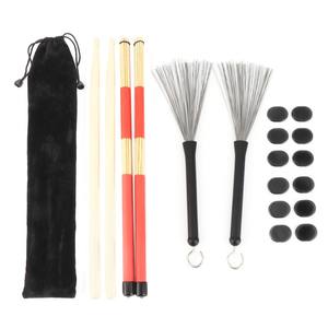 Kit de <span class=keywords><strong>baquetas</strong></span> negro M02763 con amortiguador de cepillo Rute, accesorios para tocar instrumentos musicales, viene con bolsa - Product Image 3