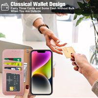 Étui de luxe pour iPhone 14 13 12 11 Pro Max, étui à rabat en cuir, portefeuille pour téléphone portable, coque magnétique antichoc avec porte-cartes