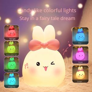 Veilleuse en silicone LED en forme <span class=keywords><strong>de</strong></span> lapin rechargeable chambre à coucher <span class=keywords><strong>chevet</strong></span> <span class=keywords><strong>photo</strong></span> sommeil créatif petite <span class=keywords><strong>lampe</strong></span> <span class=keywords><strong>de</strong></span> table - Product Image 4