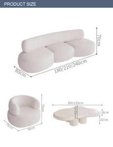 أثاث حديث على الطراز الكريمي أريكة ناعمة بسيطة بسيطة على شكل خاص من الكشميرية تصاميم بيضاء فاخرة أريكة منحنية - Product Image 3