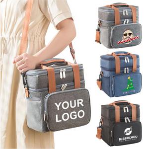 0717 Custom Logo Double Layer Insulated Cooler Bag Promotional 300d Oxford Waterproof Thermal for Corporate Gifts - Product Image 2
