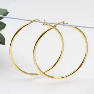 50mm Large Gold Hoop Earring Endless Hoop Hypoallergenic 18k Gold Plated Stainless Steel Jewelry Nickle Free Minimalistic Dainty