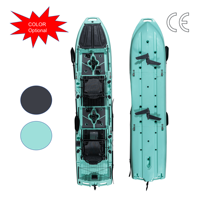 Kayak modulaire pliable à pédales en 3 sections de 14 pieds pour l'extérieur, nouvelle conception de coque en HDPE pour les sports nautiques, capacité de 3 personnes, bateau de pêche