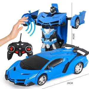 Samtoy-coche eléctrico de Control remoto 2 en 1 para niños, juguete Deformable, Robot automático, regalo