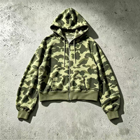 Ouna Apparel Manufacturer Sweat-shirt à capuche unisexe zippé en coton lavé style vintage camouflage