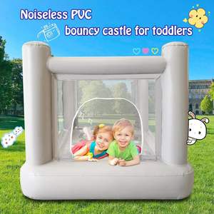 Château gonflable blanc pour tout-petits, intérieur/extérieur, maison de saut pour enfants avec filet de sécurité - Product Image 2