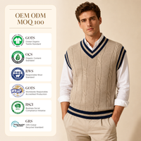 Maßgefertigte Herren Anti-Falten Atmungsaktive Kabelmuster-Stickerei Herbst Klassische Old Money Pullunder im Preppy-Stil