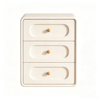 Table de chevet en bois massif crème avec 3 tiroirs, petite armoire de rangement de luxe pour chambre à coucher