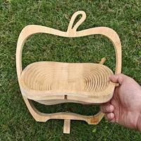 Panier à fruits pliable en bambou de style moderne et abordable pour le rangement sur le bureau à la maison, support multifonctionnel en forme de pomme pour fruits, idéal comme cadeau