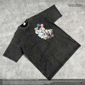 Camiseta de Manga Corta de Algodón Puro de 250g, Estilo Americano, con Estampado de Figuras, Lavado Ácido, Vintage, Personalizada al por Mayor, ODM/OEM - Product Image 2