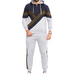 Conjunto de Sudadera con Capucha y Media Cremallera para Hombre, Diseño Color Block, Cómodo para Deporte, Gimnasio, Ropa Casual, Entrenamiento, Jogging, Venta al por Mayor - Product Image 1