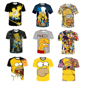 เสื้อยืดแขนสั้นผู้ชายลายซิมป์สันส์พิมพ์ลาย 3 มิติ สไตล์ลำลอง ระบายอากาศได้ดี ทรงหลวม สำหรับฤดูร้อน ราคาส่งถูก - Product Image 1
