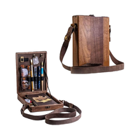 Boîte en bois de messager écologique faite à la main sac de facteur à bandoulière sac à outils d'artiste Portable boîte à croquis peinture brosse signes muraux