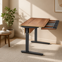Bureau surélevé modulaire pliable et réglable en hauteur, durable et écologique, pour e-sport, table de travail polyvalente, en noyer et chêne