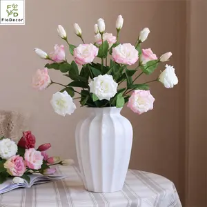 Neues Design High-End künstliche 2 Köpfe Real Touch Eustoma Blumen Ins-ähnliche Blumen arrangement Store Home Hochzeits dekoration