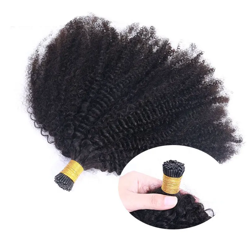 Bulk Wholesale Afro Kinky Curly 100% Human Virgin Brazilian Hair Afro Kinky Bulk 4B 4C Kinky Curly I Tip Hair Extensions