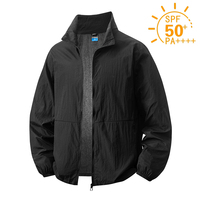 Veste de protection solaire UPF50+ pour homme avec logo personnalisé, 100% nylon, col roulé, fermeture éclair, coupe classique, écologique, légère