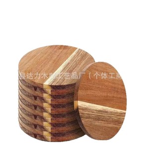 Wooden Coasters Round Natural <b>Wood</b> With Non Slip Pads For Coffee Cup Heat Insulation Home <b>Desk</b> Use - Product Image 5