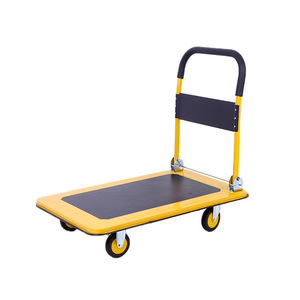 รถเข็นเหล็กแผ่นเหล็ก 4 ล้อ ล้อเงียบ รถเข็นอุตสาหกรรมแบบแบน สีเหลือง ความสูง 100 มม. - Product Image 2