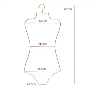 Meilleures ventes, cintre simple en métal doré brillant pour exposition de bikini de maillot de bain