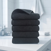 Serviette de toilette noire pour adulte en coton filé à anneaux extra résistant 35x75cm 570 GSM tissée écologique OEM pour club de golf, yacht, ligne de croisière