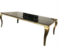 Table de mariage en acier inoxydable, cadre romantique, de forme Rectangle, Table dorée avec miroir, en verre