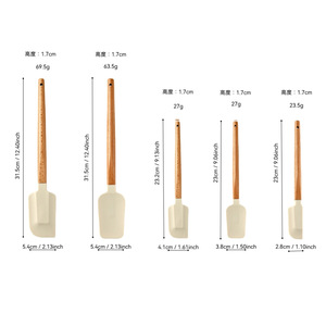 <b>Silicone</b> Scraper Set Wooden Handle Food Grade Non Toxic Baking Pastry <b>Tools</b> - Product Image 3