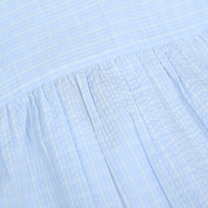 Camicie Seersucker da Uomo, Camicia a Quadri Business Casual, Abbigliamento Estivo da Resort, Colletto Unico, Spalle Arricciate, Premium - Product Image 3
