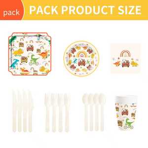 Assiettes en papier dinosaures DAMAI, décorations de fête jetables, fournitures pour assiettes, cadeaux, vaisselle de fête d'anniversaire, service pour 8 personnes - Product Image 5