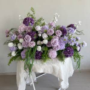 Luxe groene roos real touch hortensia bloemenbal kunstbloem bruiloft tafeldecoratie met amarant bladeren voor bruiloften - Product Image 4