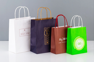 Sacs de restauration rapide à emporter pour faire les courses Sac en papier kraft recyclable multicolore avec impression personnalisée pour <span class=keywords><strong>restaurant</strong></span> magasin - Product Image 2