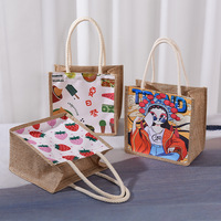 Sacs fourre-tout en jute écologiques, cadeau promotionnel, sac de sport, panier à plantes, motif de dessin animé tendance, sac en chanvre imprimable
