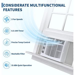 Climatiseur de fenêtre Garvee 5000 Btu, refroidissement pour 150 pieds carrés, commandes faciles, mode ventilateur, filtre lavable, blanc - Product Image 4