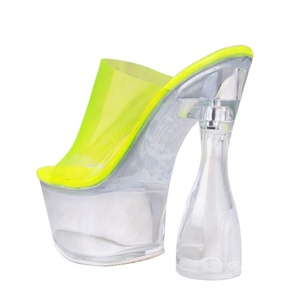 Sandales transparentes à plateforme épaisse, talons compensés, bout ouvert, en PVC, pour femme, chaussures d'été à enfiler, pantoufles d'extérieur - Product Image 6