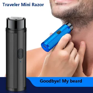 Mini Travel Carrying Men's Electric Shaver Usb Male Face Rechargeable Detachable Blade For Washing With Water Nose Blue Black