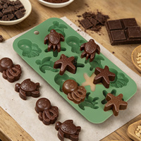 Moule en silicone alimentaire à 12 cavités pour chocolat, tortue de mer, pieuvre, étoile de mer, bonbons, gelée, glaçons, outils de pâtisserie et de décoration de gâteaux