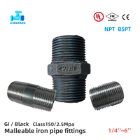 Raccords de tuyauterie en fonte malléable galvanisée FM UL 1'' : Coude noir, Té, Raccord à douille, Raccord hexagonal, Raccord à embout, pour Gaz, Huile, Eau, Lutte contre l'incendie, OEM