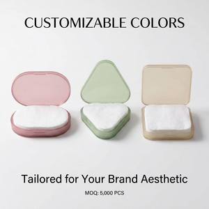 Boîte de voyage transparente écologique et recyclable avec teinte vert floral pour conteneur de tampons de toner, idéale pour les boutiques et les marques privées d'outils de beauté - Product Image 1