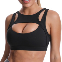 Soutien-gorge de yoga et de fitness pour femme, personnalisé en usine, 100% Nylon, à bretelles croisées, antichoc, maintien élevé, coupe asymétrique