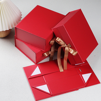 Boîte cadeau pliante magnétique rouge de haute qualité, festive, écologique, imperméable, avec laminage mat, revêtement UV, recyclable, taille personnalisée