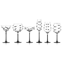 Verres à vin soufflés à la machine en gros, avec tiges peintes en noir et décorations 3D en forme de nœud papillon (OEM/ODM)