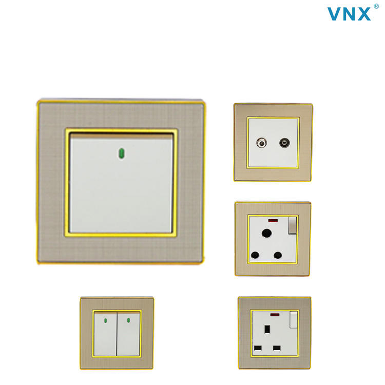 VNX High Quality UK Standard 1 Gang 1 Way 2 Way Wall Acrylic Push Button Light Switch PC Panel Switches Electrical 10A